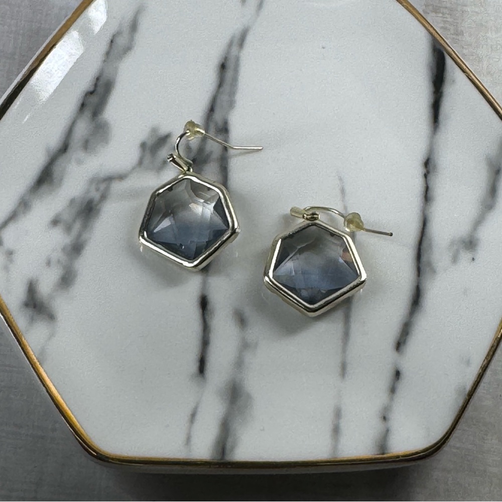 Kendra Scott Vanessa Silver + Gray Glass Geometric Earrings